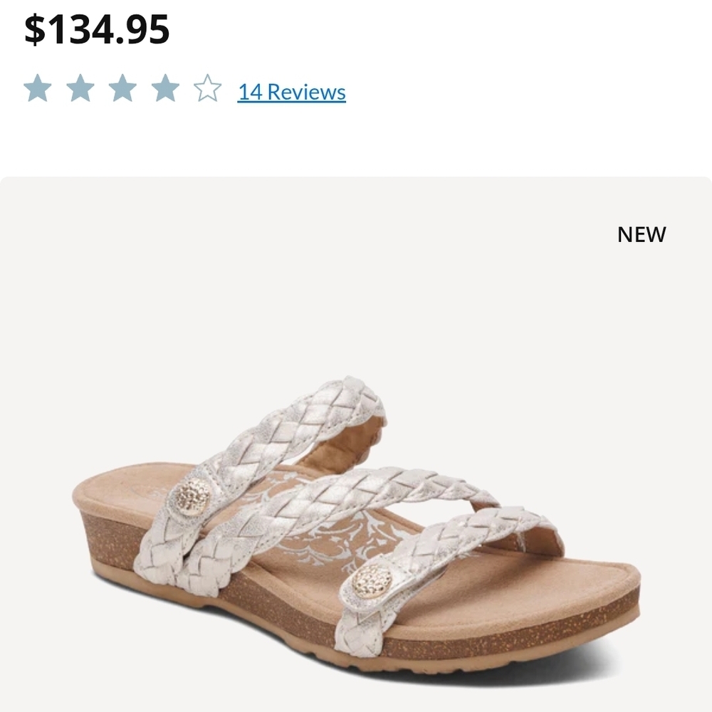 Aetrex Cream Braided Sandals